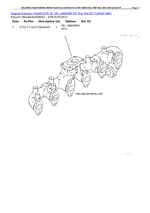 Protected: SAA6D107E-2F S/N 26600890-UP (For WA320-7) Partsbook