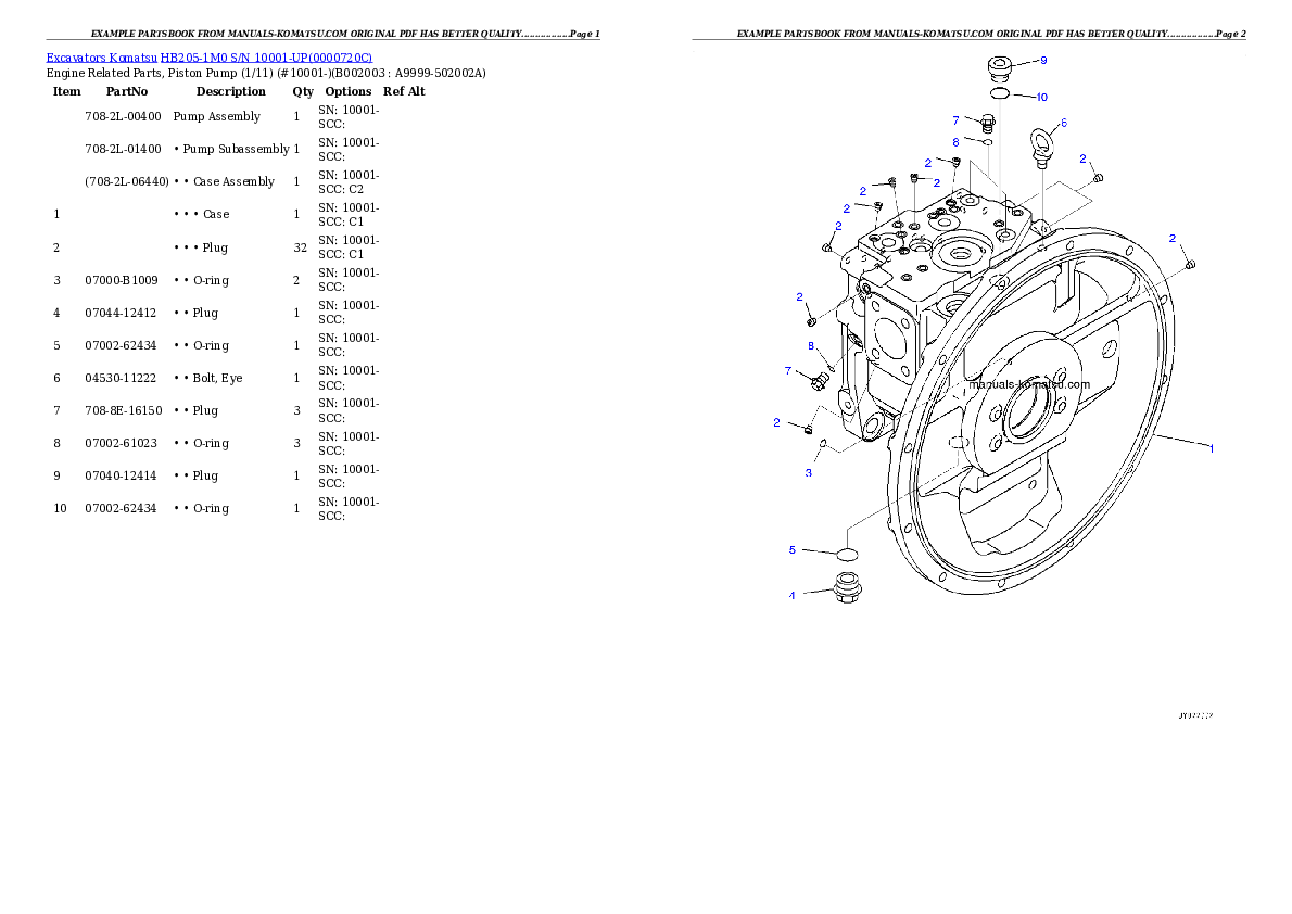Protected: HB205-1M0 S/N 10001-UP Partsbook