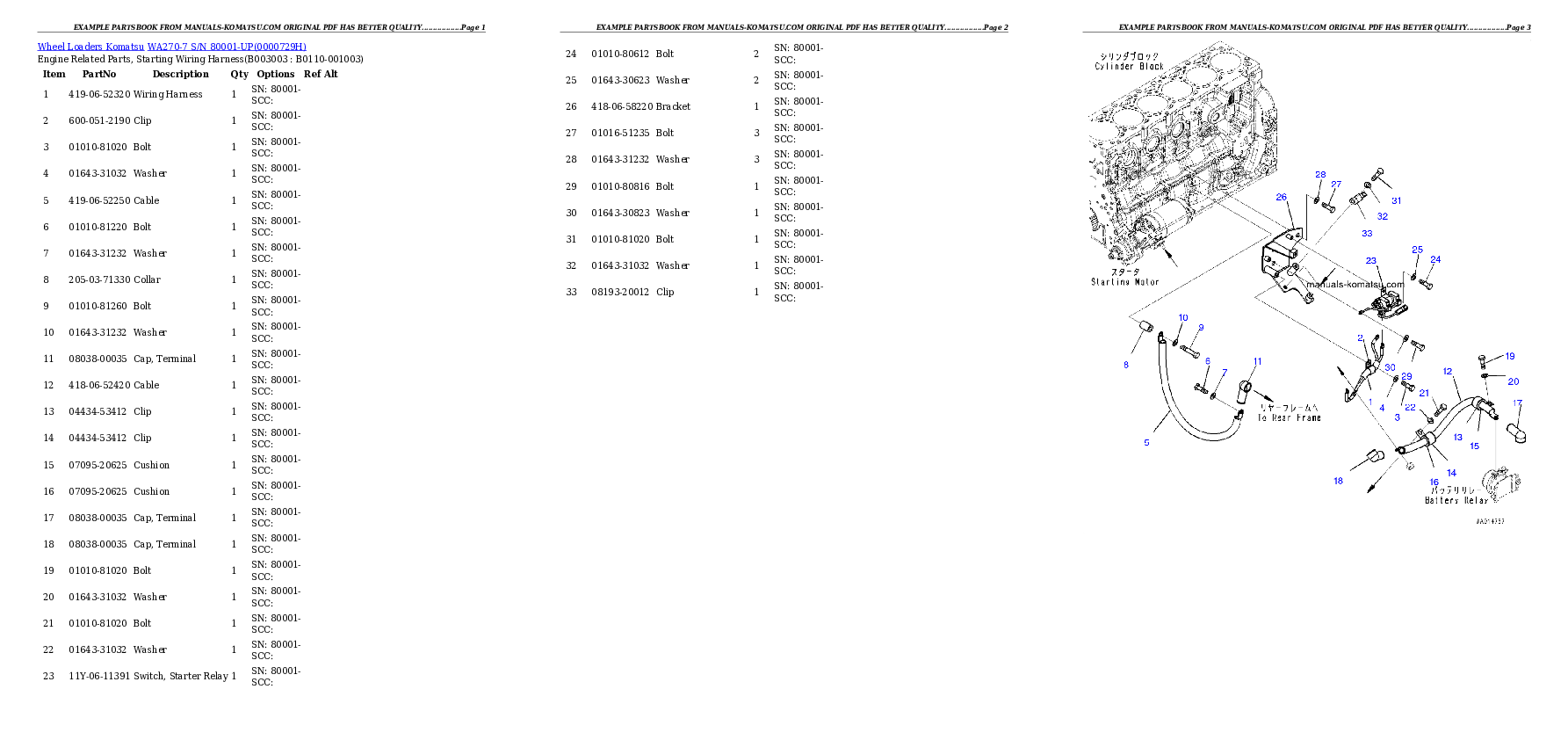 Protected: WA270-7 S/N 80001-UP Partsbook
