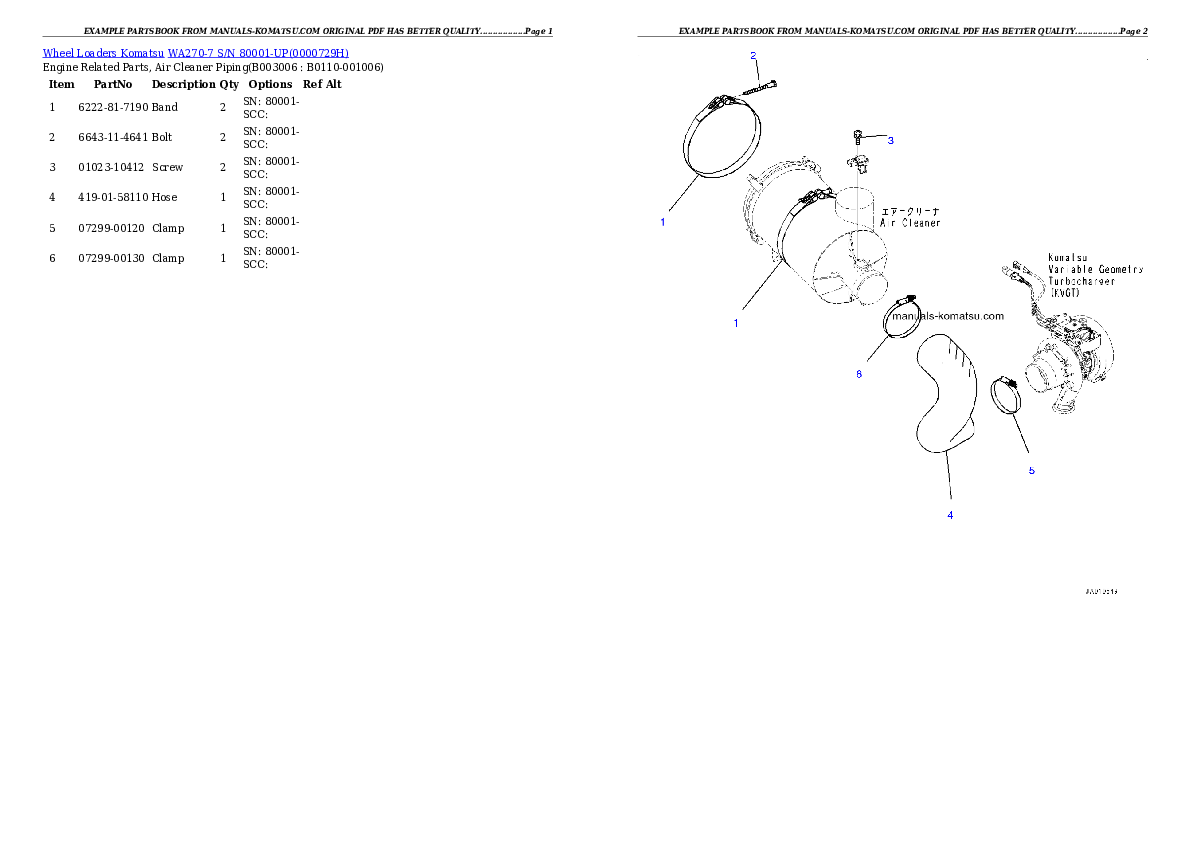 Protected: WA270-7 S/N 80001-UP Partsbook
