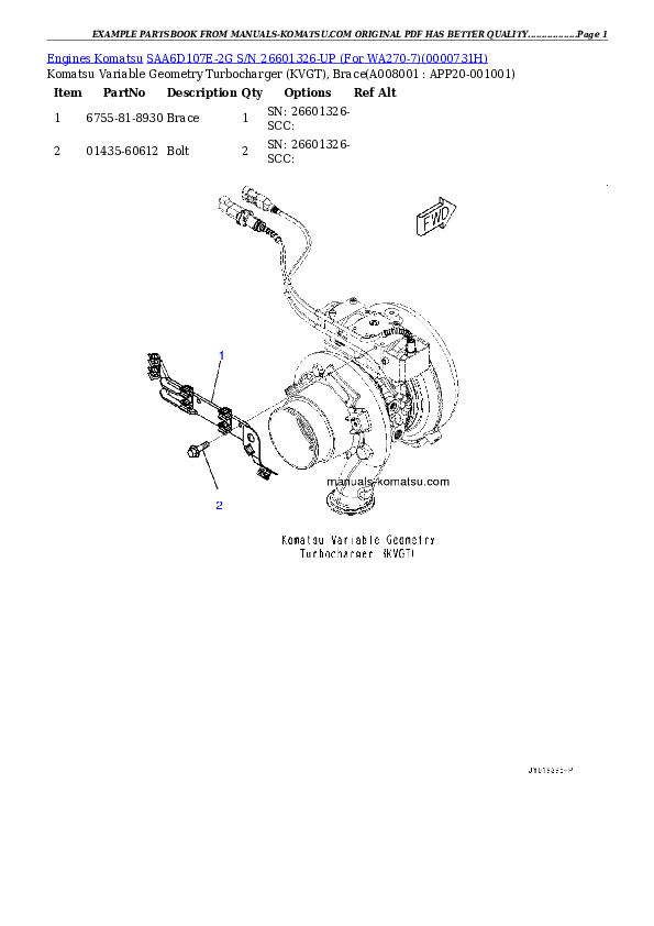 Protected: SAA6D107E-2G S/N 26601326-UP (For WA270-7) Partsbook