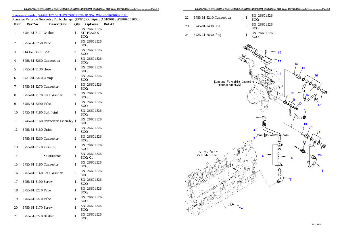 Protected: SAA6D107E-2G S/N 26601326-UP (For WA270-7) Partsbook