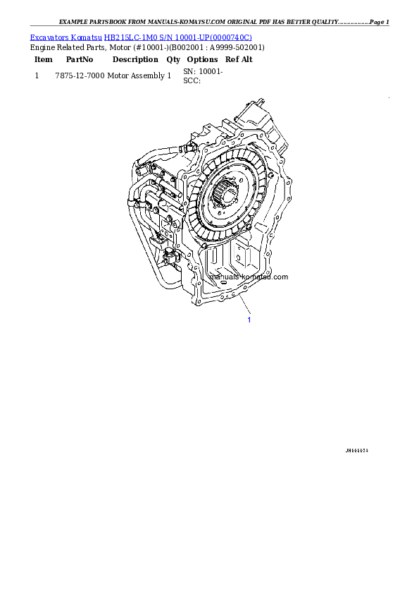 Protected: HB215LC-1M0 S/N 10001-UP Partsbook