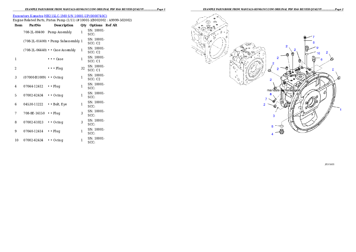 Protected: HB215LC-1M0 S/N 10001-UP Partsbook