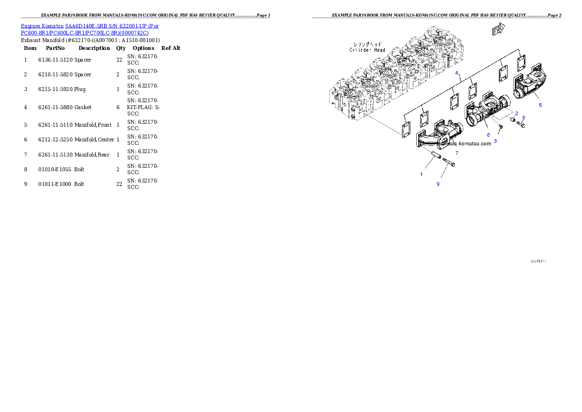 Protected: SAA6D140E-5RB S/N 632170-UP (For PC600-8R1/PC600LC-8R1/PC700LC-8R) Partsbook