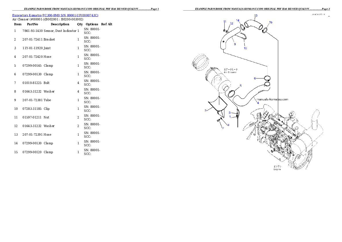 PC300-8M0 S/N 80001-UP Partsbook