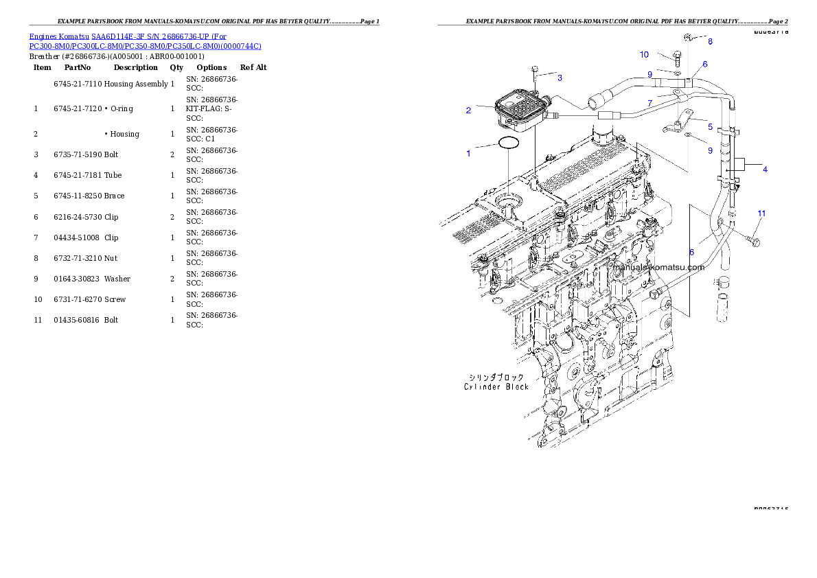 Protected: SAA6D114E-3F S/N 26866736-UP (For PC300-8M0/PC300LC-8M0/PC350-8M0/PC350LC-8M0/PC390LC-8M0) Partsbook