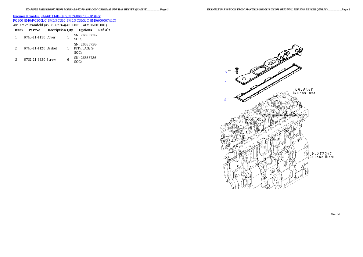 Protected: SAA6D114E-3F S/N 26866736-UP (For PC300-8M0/PC300LC-8M0/PC350-8M0/PC350LC-8M0/PC390LC-8M0) Partsbook