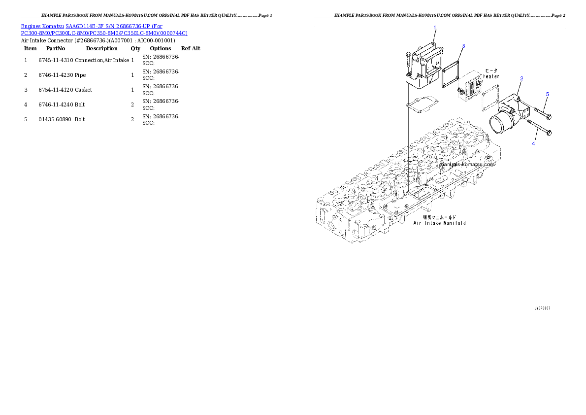 Protected: SAA6D114E-3F S/N 26866736-UP (For PC300-8M0/PC300LC-8M0/PC350-8M0/PC350LC-8M0/PC390LC-8M0) Partsbook