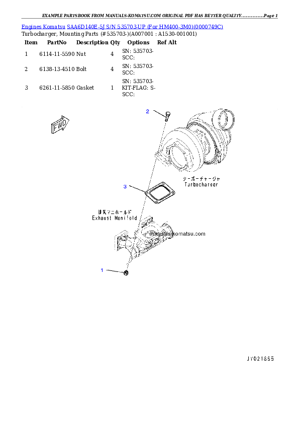 Protected: SAA6D140E-5J S/N 535703-UP (For HM400-3M0) Partsbook