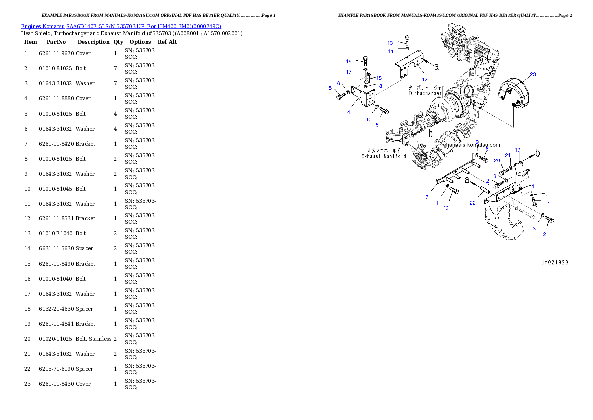 Protected: SAA6D140E-5J S/N 535703-UP (For HM400-3M0) Partsbook