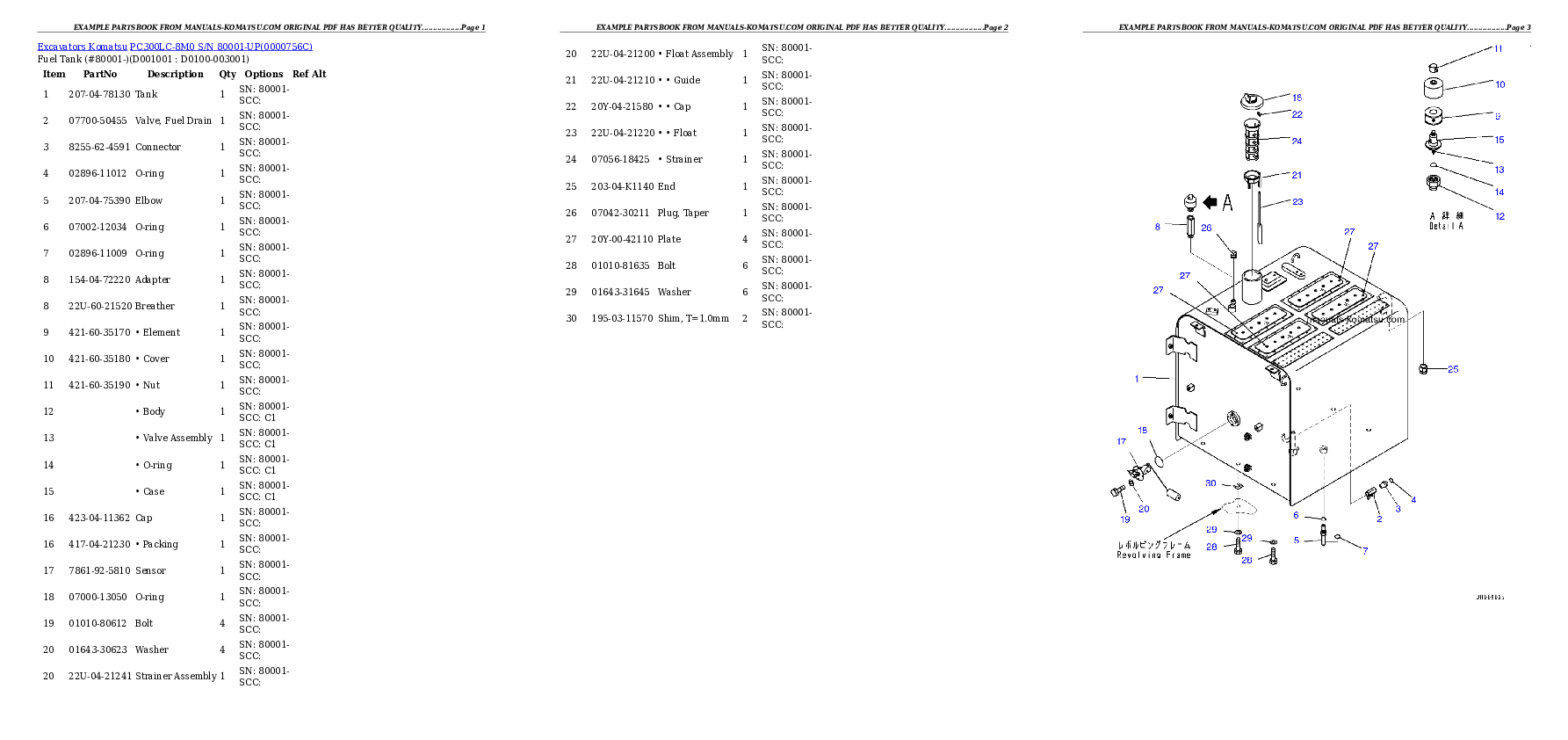 Protected: PC300LC-8M0 S/N 80001-UP Partsbook