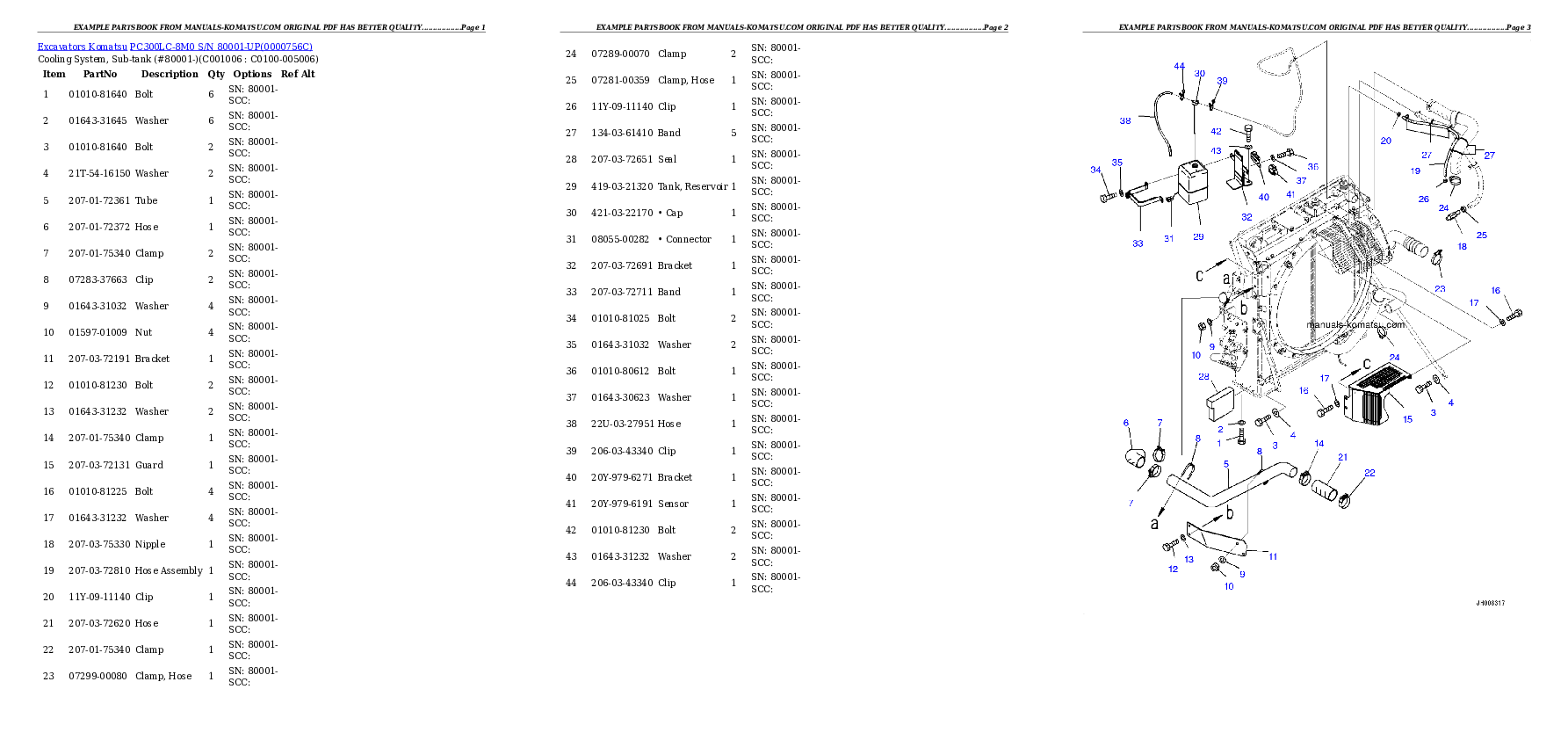 Protected: PC300LC-8M0 S/N 80001-UP Partsbook