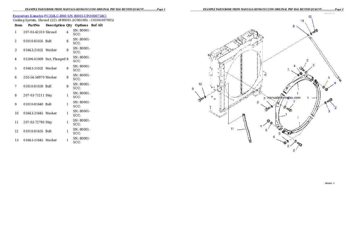 Protected: PC350LC-8M0 S/N 80001-UP Partsbook