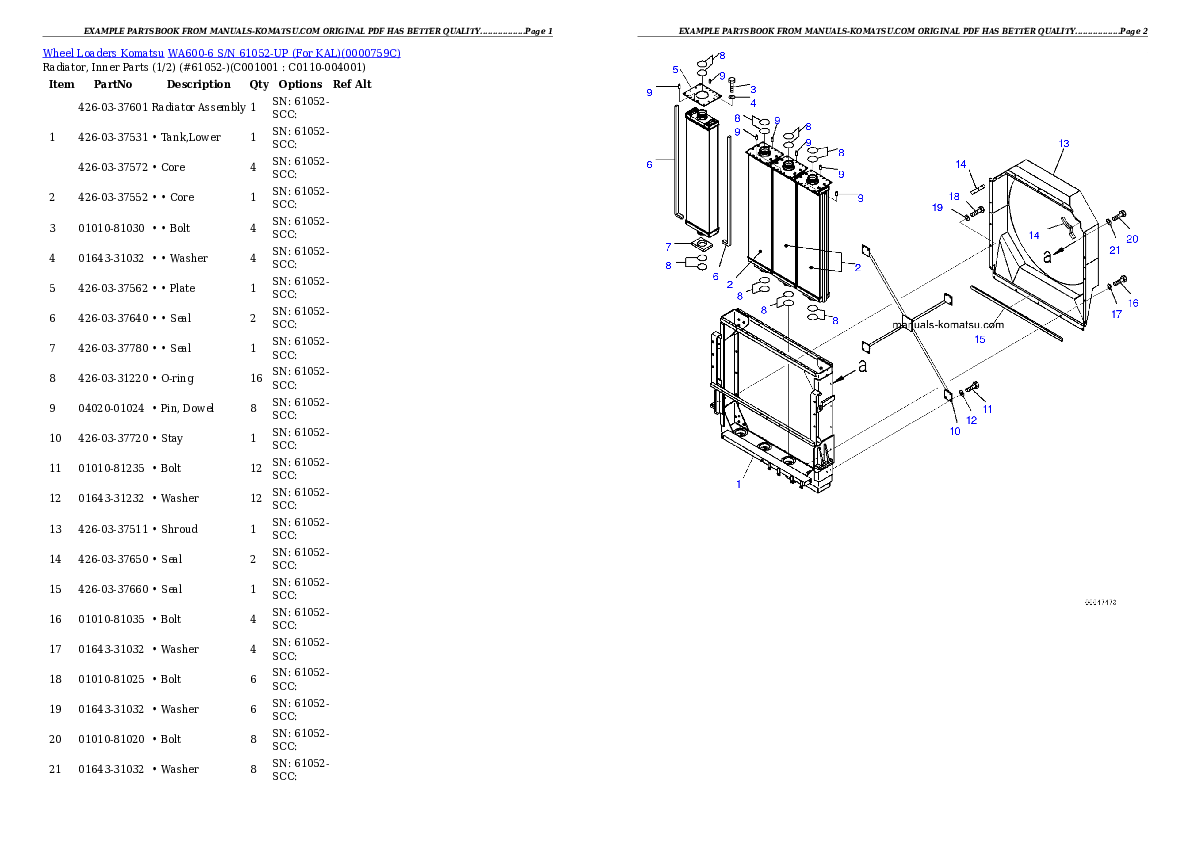 Protected: WA600-6 S/N 61052-UP (For KAL) Partsbook