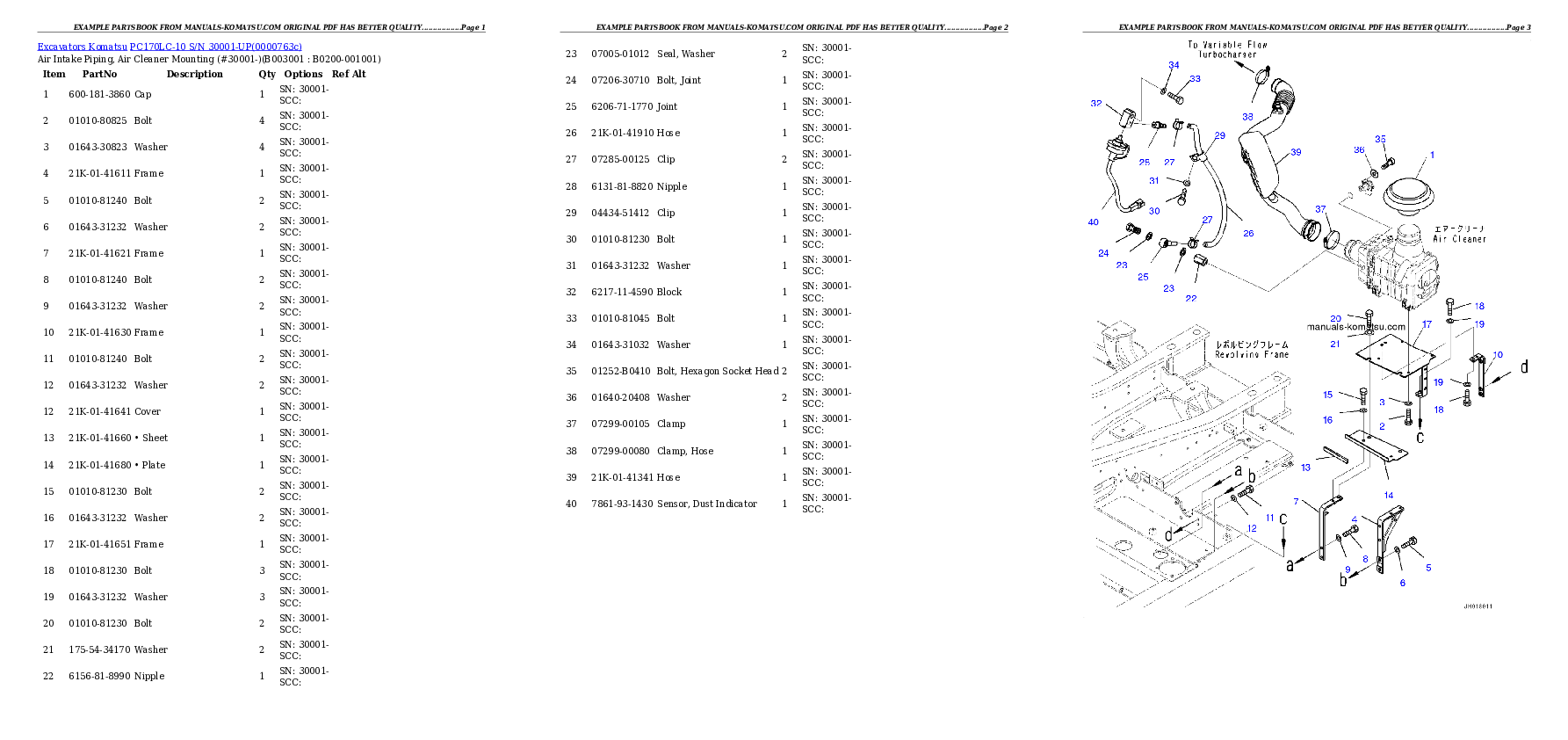Protected: PC170LC-10 S/N 30001-UP Partsbook