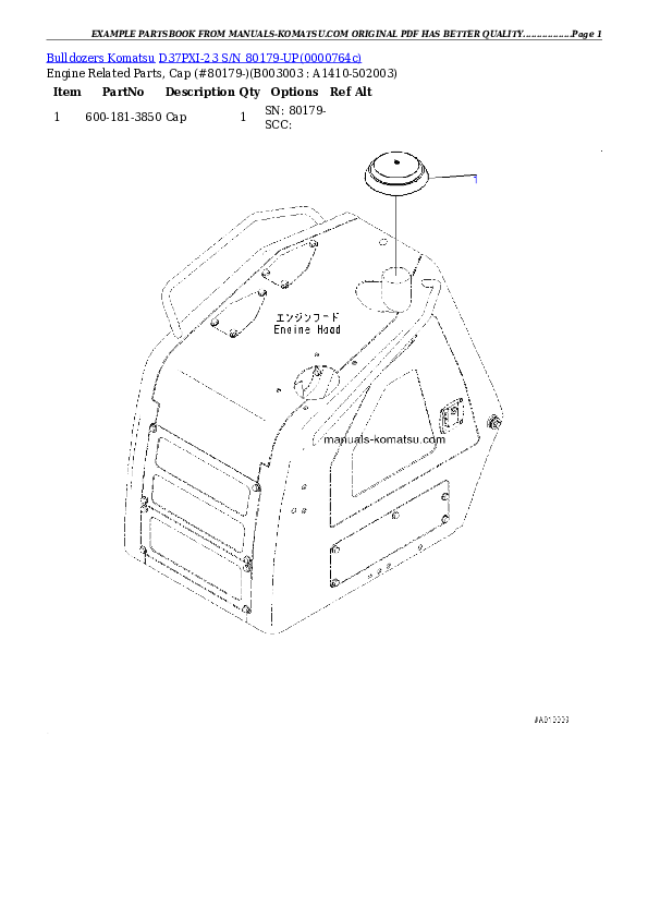 Protected: D37PXI-23 S/N 80179-UP Partsbook