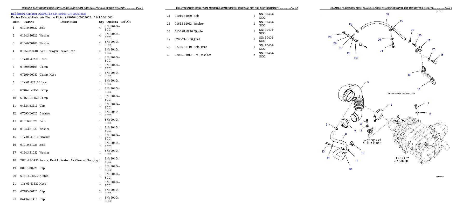 D39PXI-23 S/N 90404-UP Partsbook