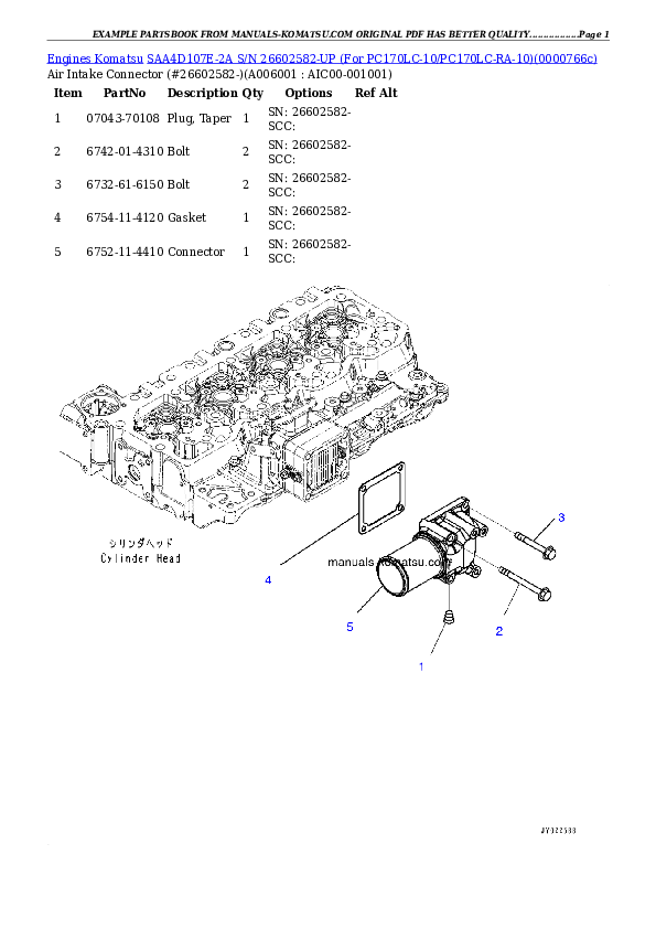 Protected: SAA4D107E-2A S/N 26602582-UP (For PC170LC-10/PC170LC-RA-10) Partsbook