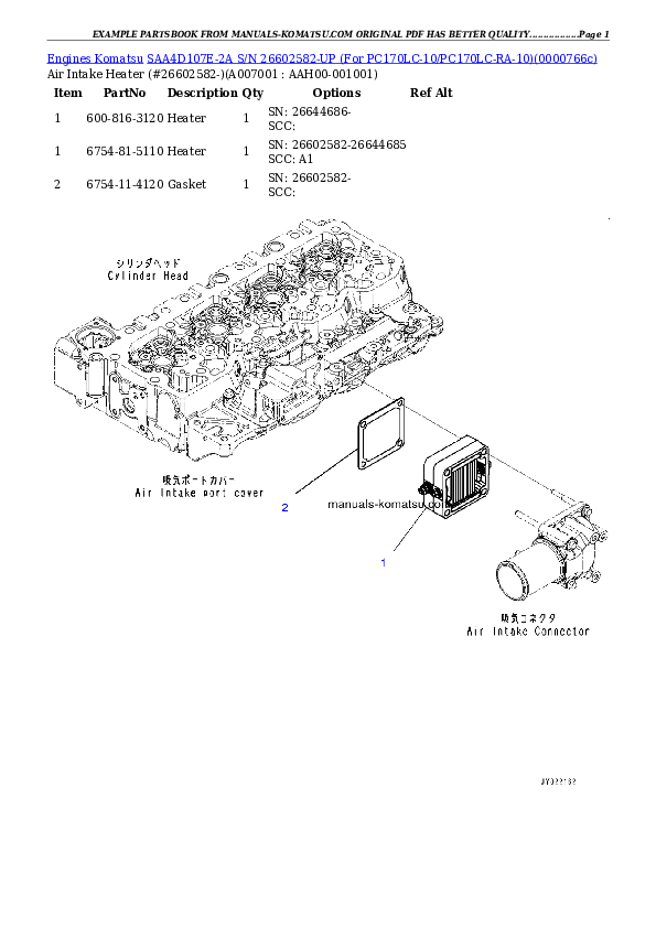 Protected: SAA4D107E-2A S/N 26602582-UP (For PC170LC-10/PC170LC-RA-10) Partsbook