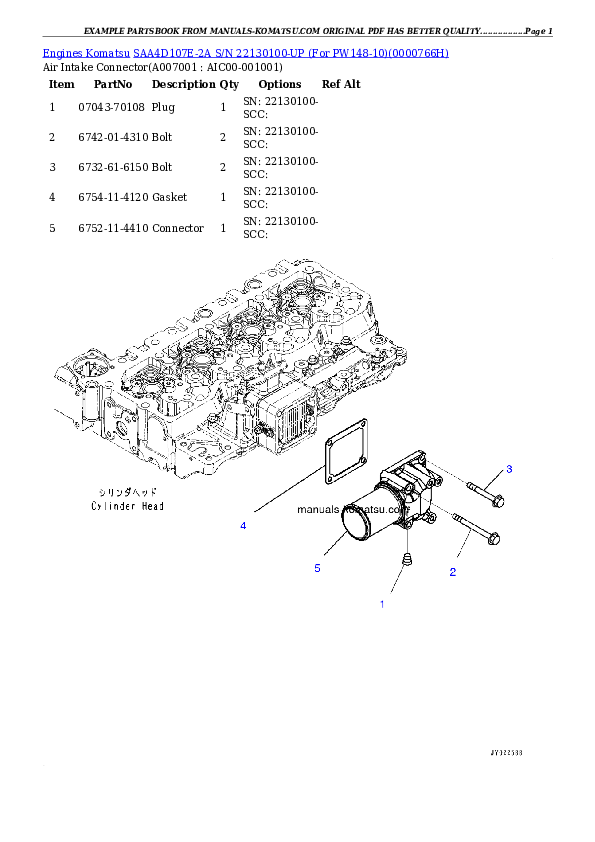 Protected: SAA4D107E-2A S/N 22130100-UP (For PW148-10) Partsbook
