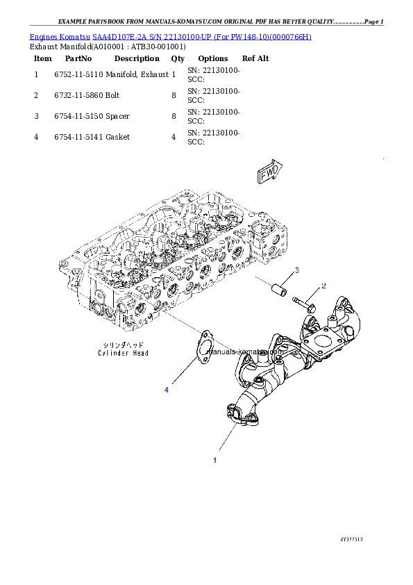 Protected: SAA4D107E-2A S/N 22130100-UP (For PW148-10) Partsbook