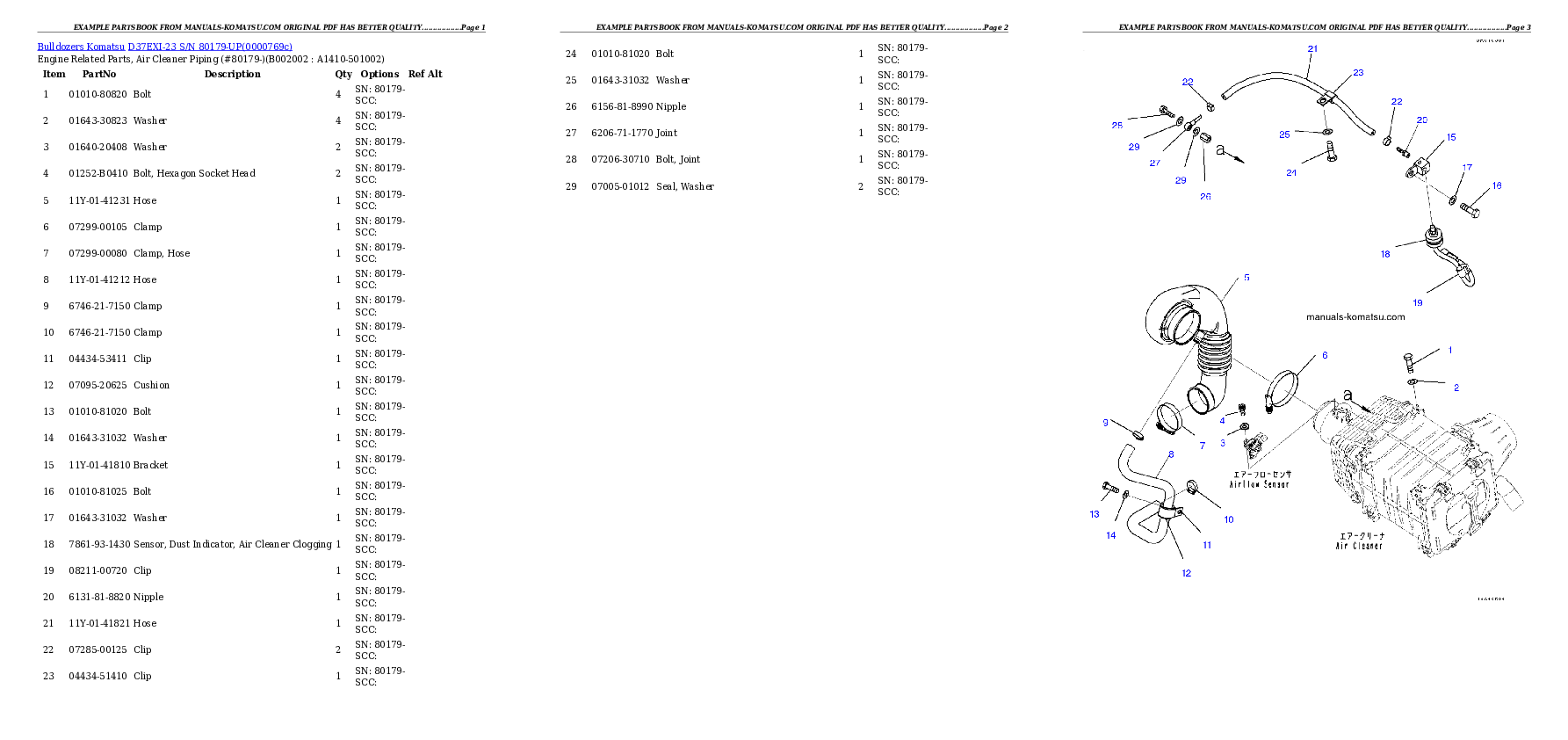 D37EXI-23 S/N 80179-UP Partsbook