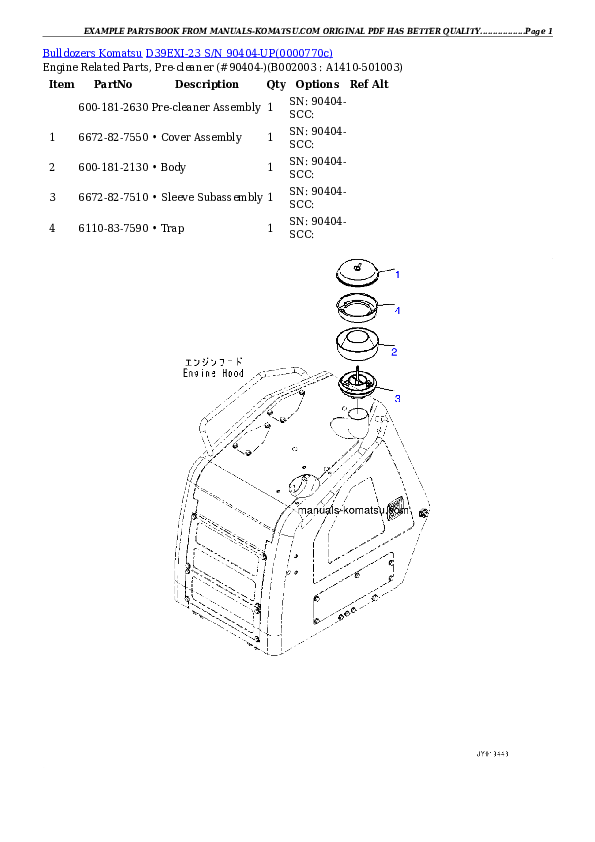 Protected: D39EXI-23 S/N 90404-UP Partsbook