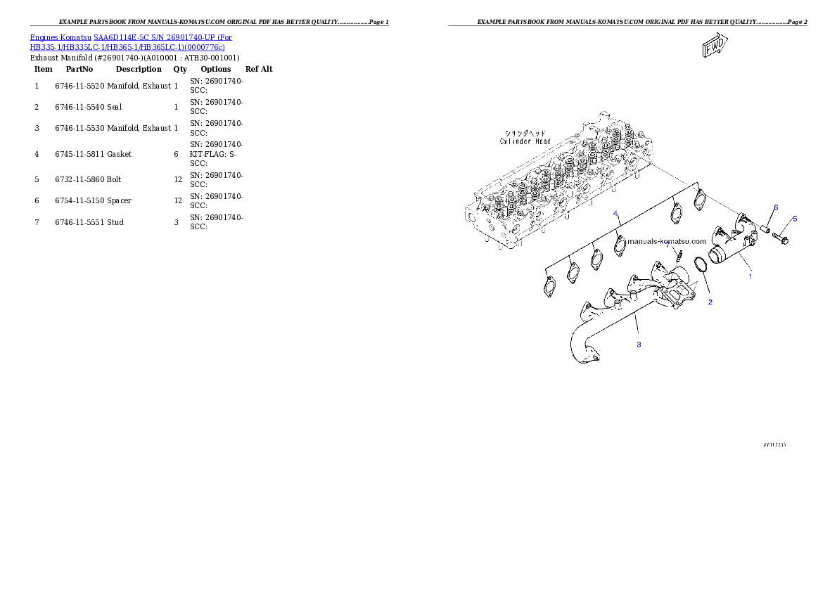 Protected: SAA6D114E-5C S/N 26901740-UP (For HB335-1/HB335LC-1/HB365-1/HB365LC-1) Partsbook