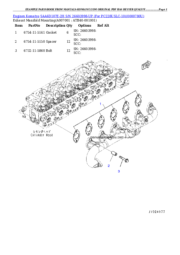 Protected: SAA6D107E-2H S/N 26603998-UP (For PC228USLC-10) Partsbook