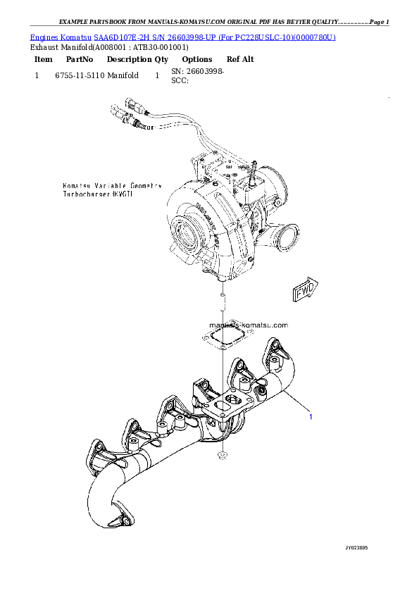 Protected: SAA6D107E-2H S/N 26603998-UP (For PC228USLC-10) Partsbook