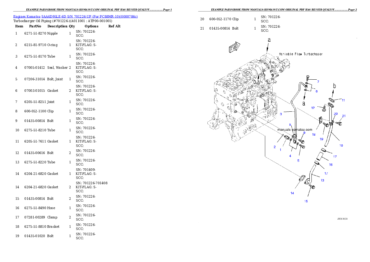 Protected: SAA4D95LE-6D S/N 701226-UP (For PC88MR-10) Partsbook