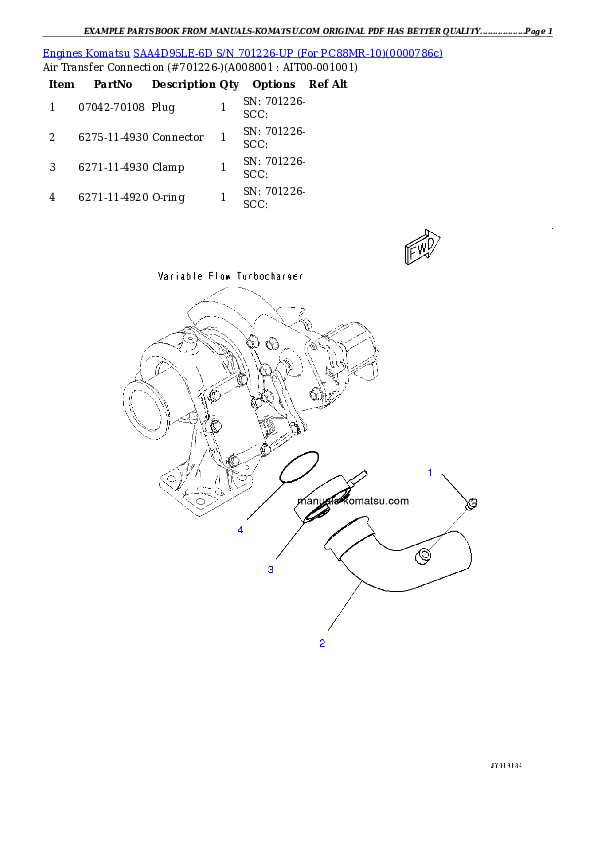 Protected: SAA4D95LE-6D S/N 701226-UP (For PC88MR-10) Partsbook