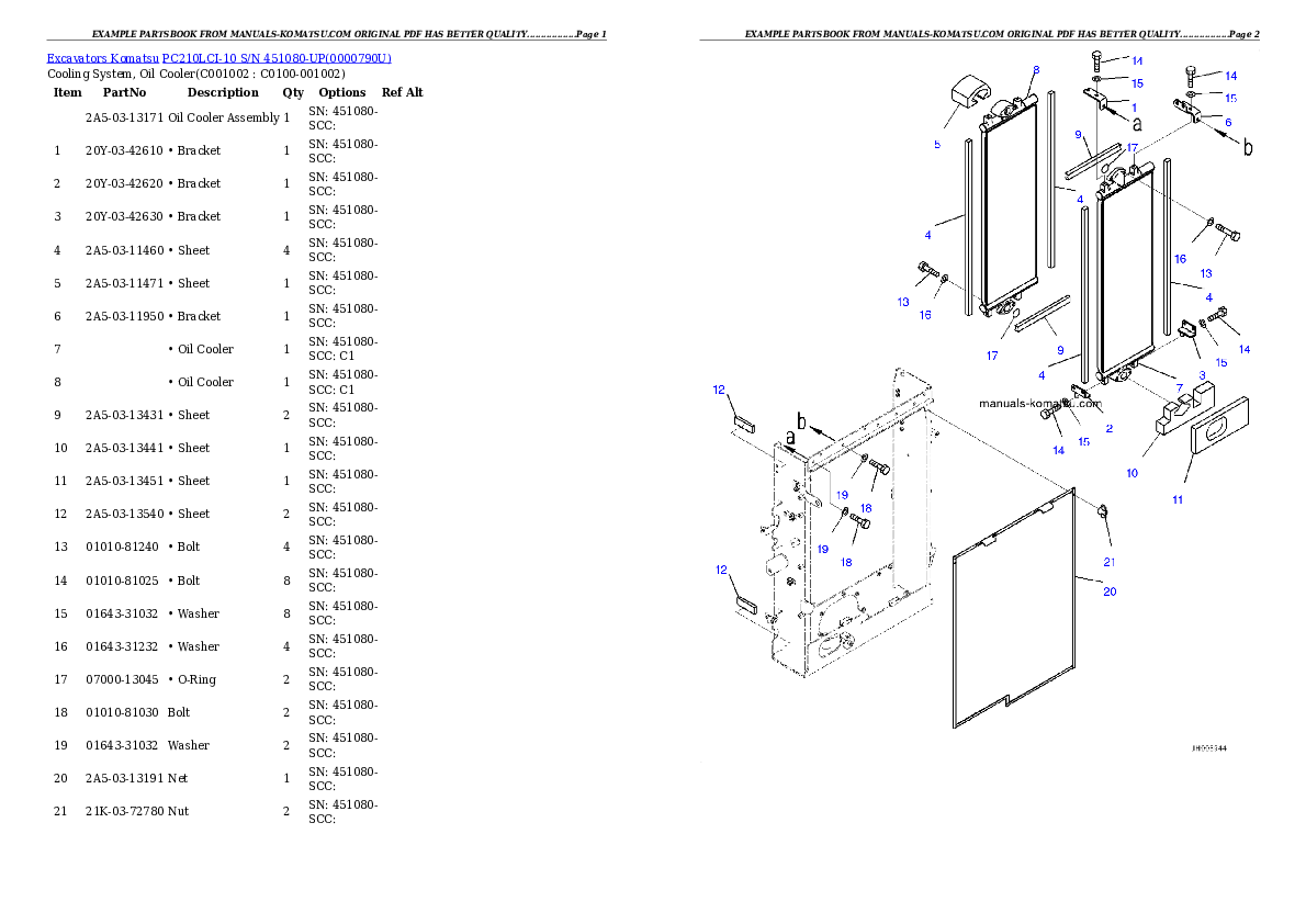 Protected: PC210LCI-10 S/N 451080-UP (EU Standard Machine) Partsbook