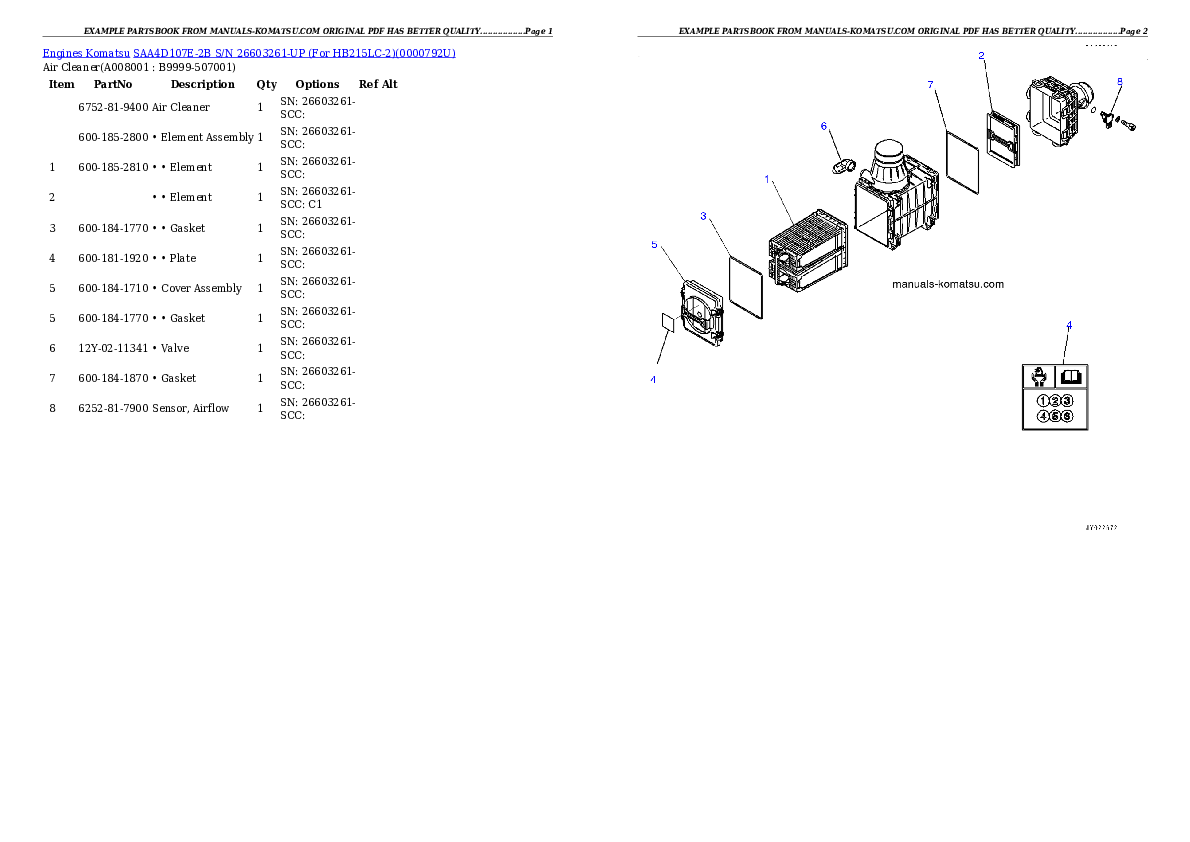 Protected: SAA4D107E-2B S/N 26603261-UP (For HB215LC-2) Partsbook