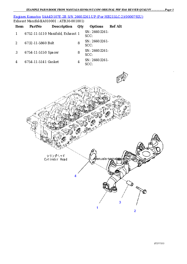 Protected: SAA4D107E-2B S/N 26603261-UP (For HB215LC-2) Partsbook