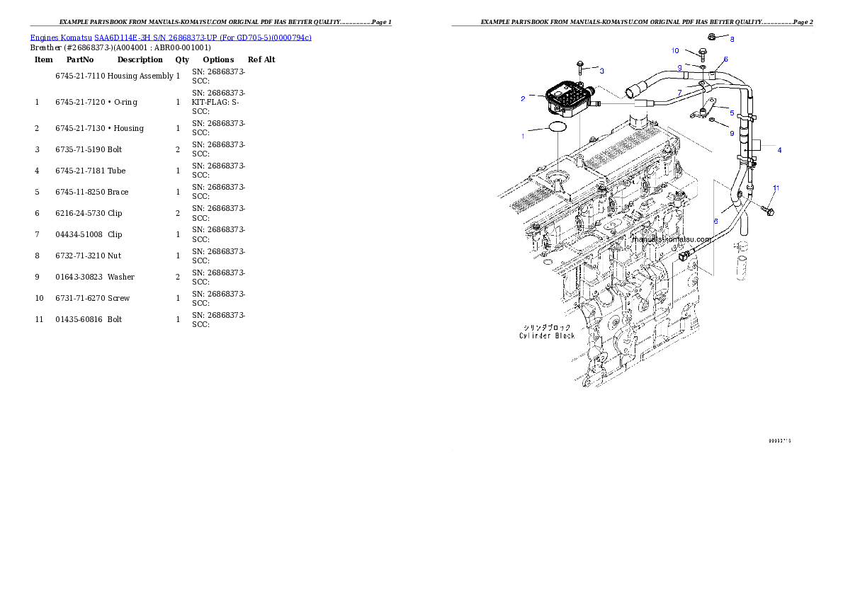 Protected: SAA6D114E-3H S/N 26868373-UP (For GD705-5) Partsbook