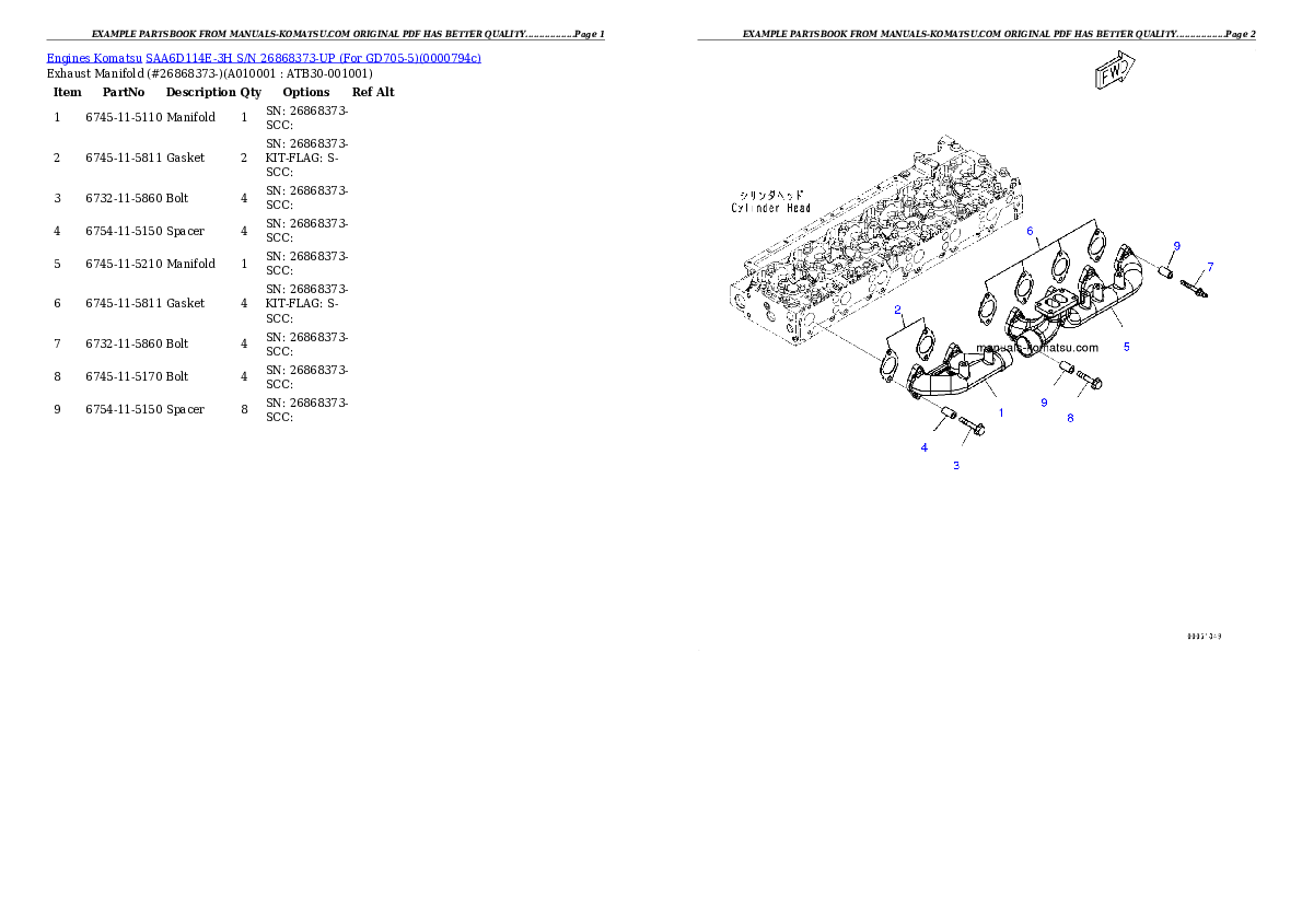 Protected: SAA6D114E-3H S/N 26868373-UP (For GD705-5) Partsbook