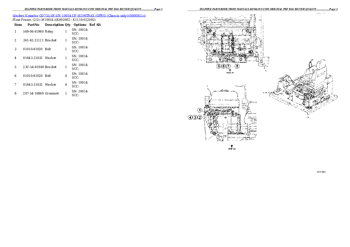 Protected: GD755-5R S/N 10014-UP (KOMTRAX (GPRS) (Chassis only)) Partsbook