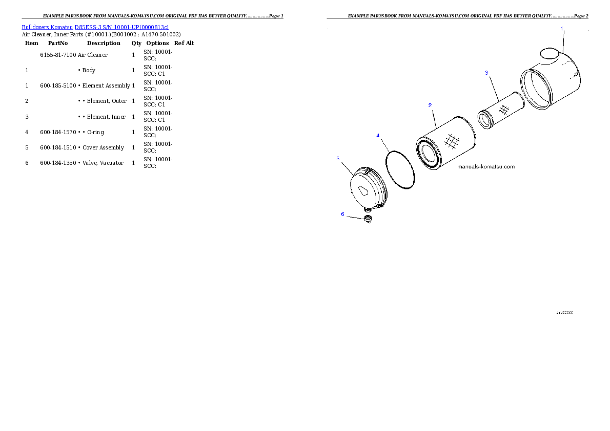 D85ESS-3 S/N 10001-UP Partsbook