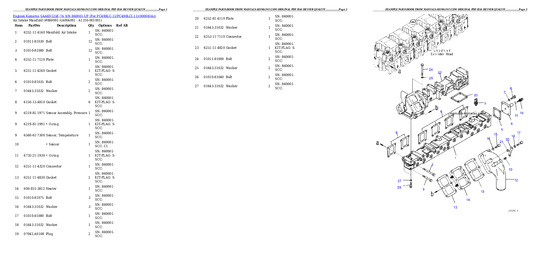 Protected: SAA6D125E-7A S/N 860001-UP (For PC490LC-11/PC490LCI-11) Partsbook
