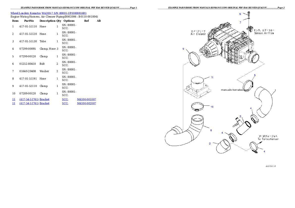 Protected: WA200-7 S/N 80001-UP Partsbook