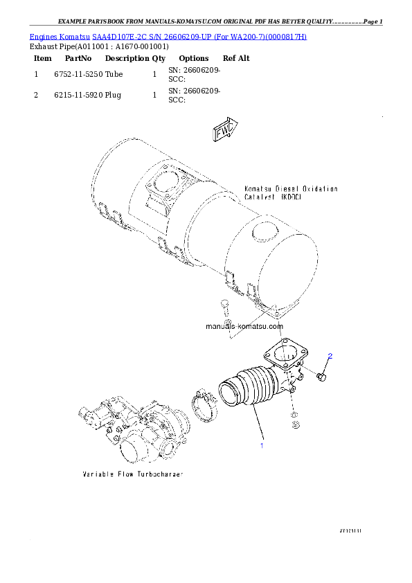Protected: SAA4D107E-2C S/N 26606209-UP (For WA200-7) Partsbook