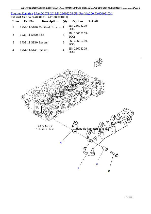 Protected: SAA4D107E-2C S/N 26606209-UP (For WA200-7) Partsbook
