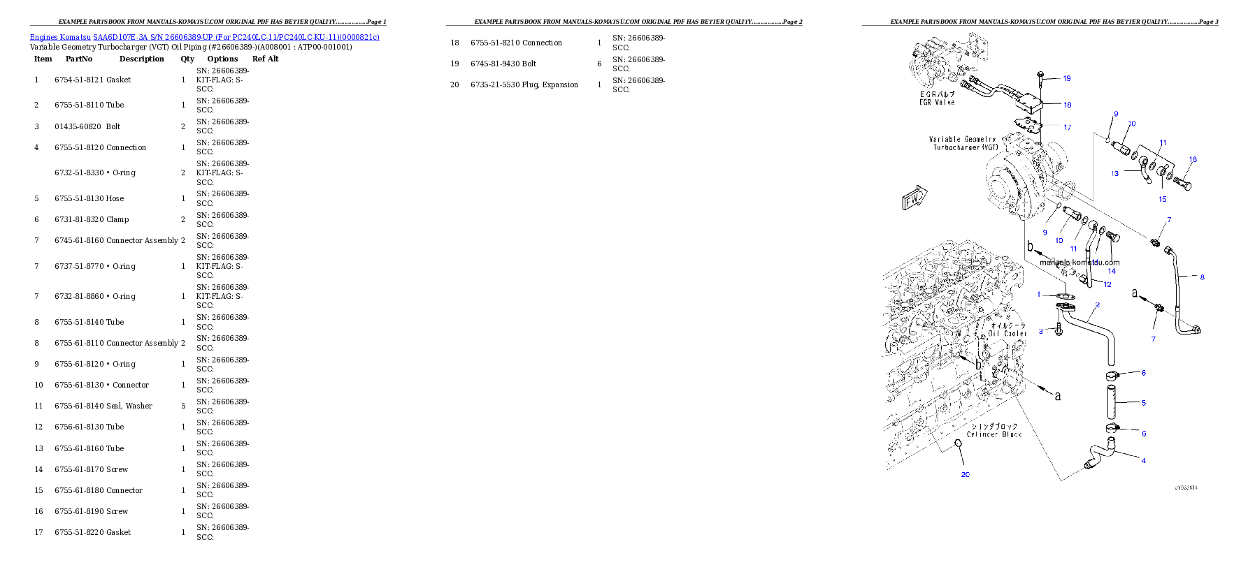 Protected: SAA6D107E-3A S/N 26606389-UP (For PC240LC-11/PC240LC-KU-11) Partsbook