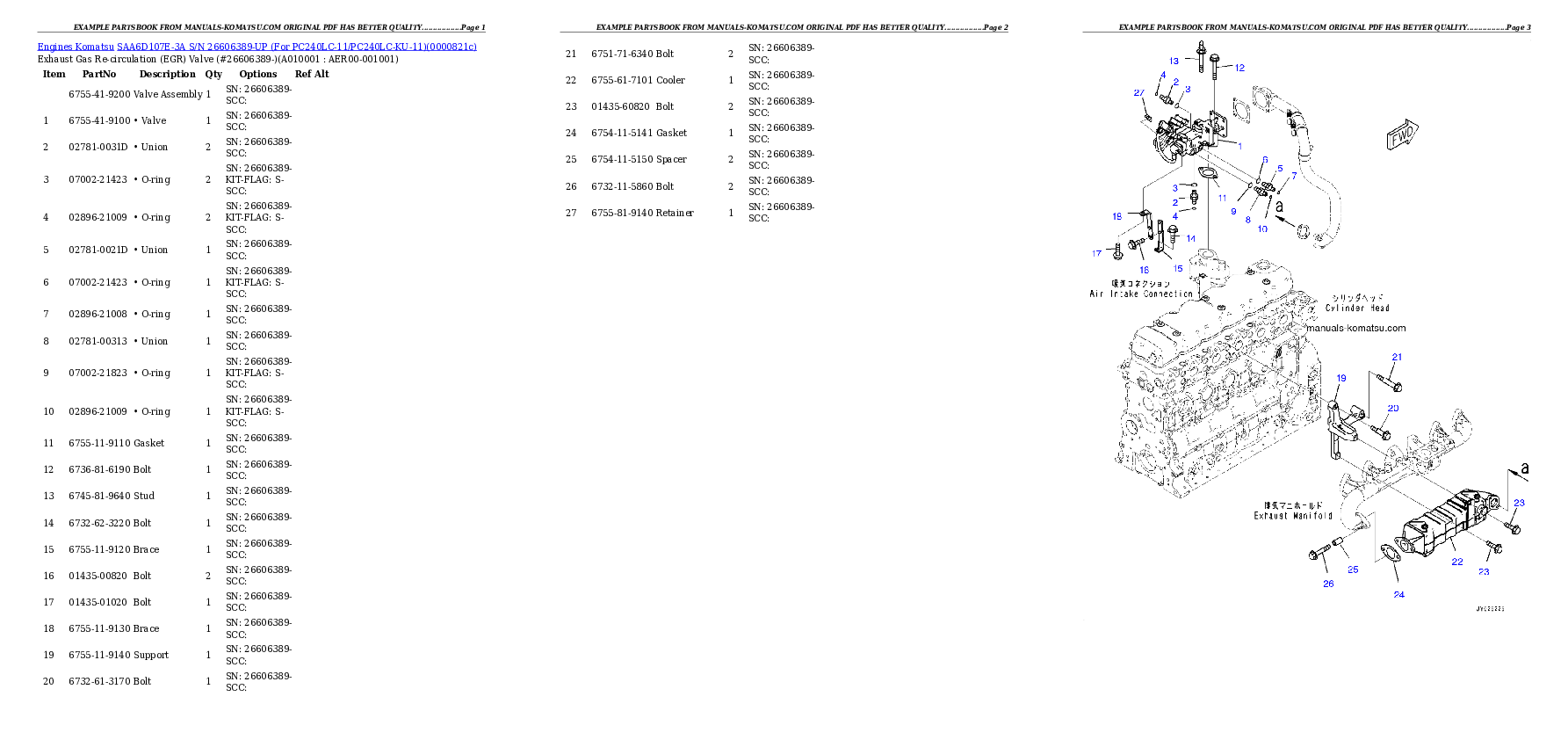Protected: SAA6D107E-3A S/N 26606389-UP (For PC240LC-11/PC240LC-KU-11) Partsbook