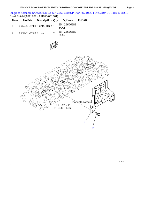 Protected: SAA6D107E-3A S/N 26606389-UP (For PC240LC-11/PC240NLC-11) Partsbook