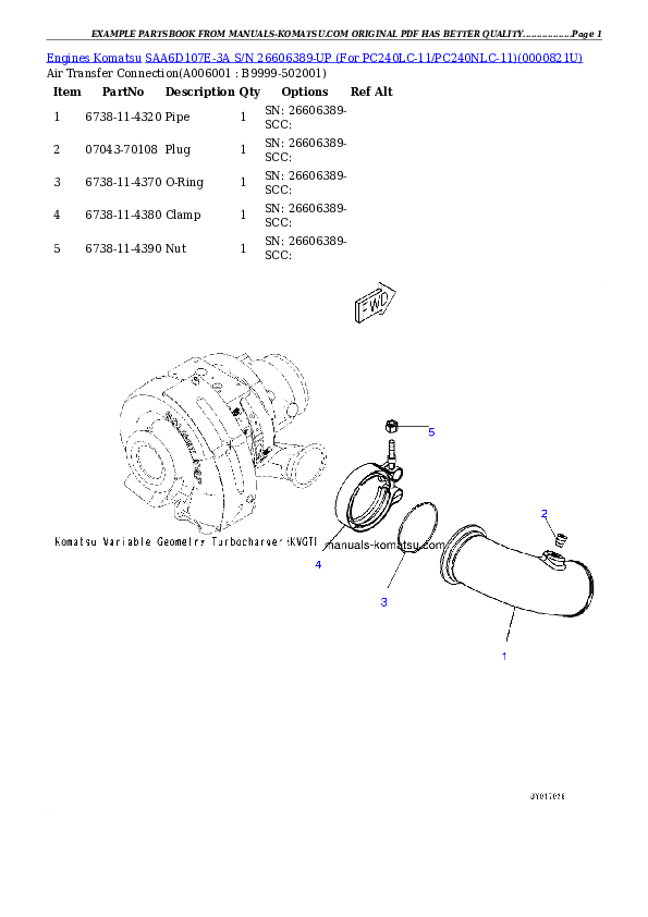 Protected: SAA6D107E-3A S/N 26606389-UP (For PC240LC-11/PC240NLC-11) Partsbook
