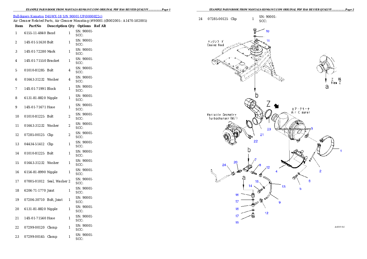 Protected: D65WX-18 S/N 90001-UP Partsbook