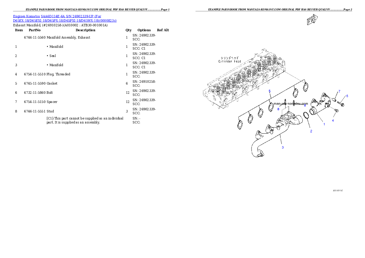 Protected: SAA6D114E-6A S/N 26902339-UP (For D65EX-18/D65EXI-18/D65PX-18/D65PXI-18/D65WX-18) Partsbook